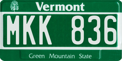 VT license plate MKK836