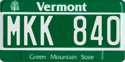 VT license plate MKK840