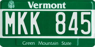 VT license plate MKK845
