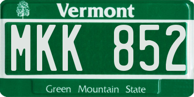 VT license plate MKK852