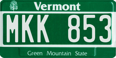 VT license plate MKK853