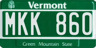 VT license plate MKK860
