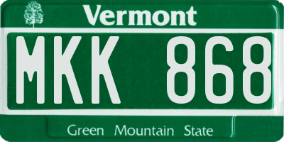 VT license plate MKK868