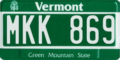 VT license plate MKK869