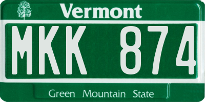 VT license plate MKK874