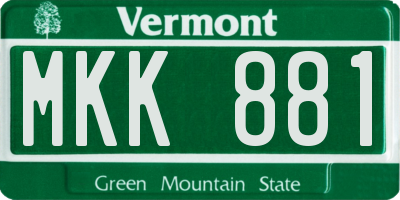 VT license plate MKK881