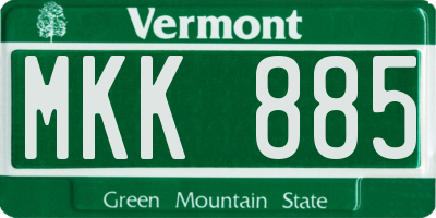 VT license plate MKK885