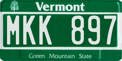 VT license plate MKK897