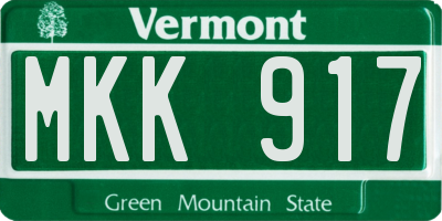 VT license plate MKK917