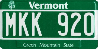 VT license plate MKK920