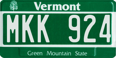 VT license plate MKK924