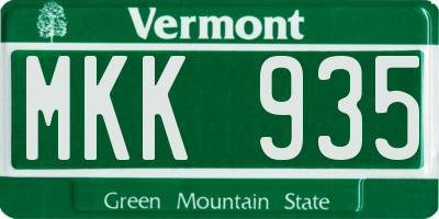 VT license plate MKK935