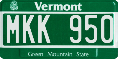 VT license plate MKK950