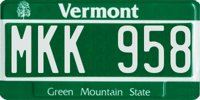 VT license plate MKK958