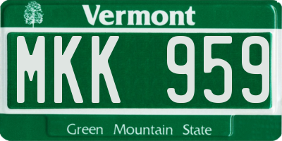 VT license plate MKK959