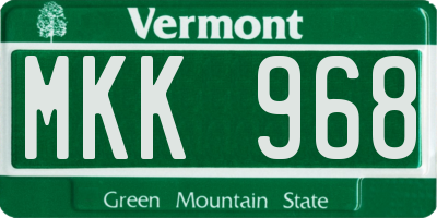 VT license plate MKK968