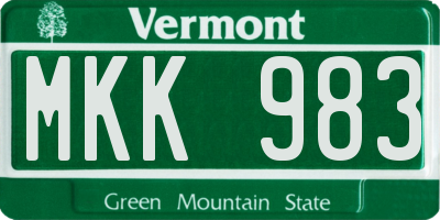 VT license plate MKK983