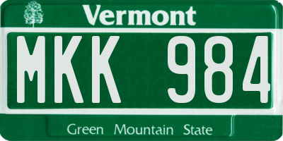 VT license plate MKK984