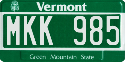 VT license plate MKK985