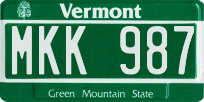 VT license plate MKK987
