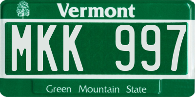 VT license plate MKK997