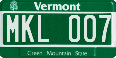 VT license plate MKL007