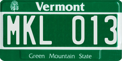 VT license plate MKL013