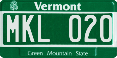 VT license plate MKL020