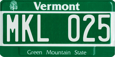 VT license plate MKL025