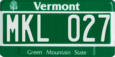 VT license plate MKL027