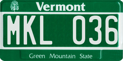 VT license plate MKL036