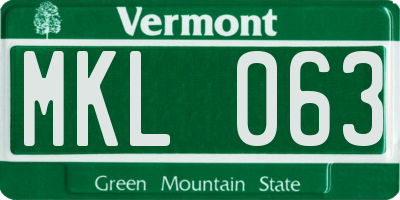 VT license plate MKL063