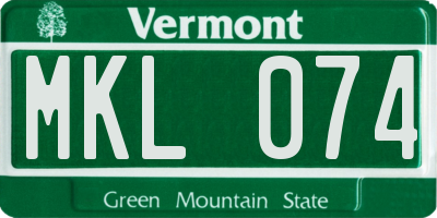 VT license plate MKL074