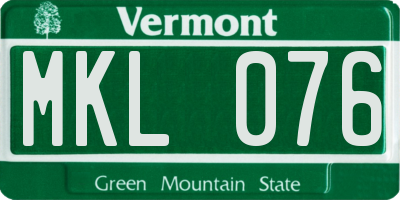 VT license plate MKL076