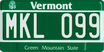 VT license plate MKL099