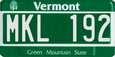 VT license plate MKL192