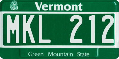 VT license plate MKL212