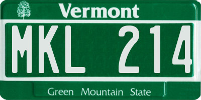 VT license plate MKL214