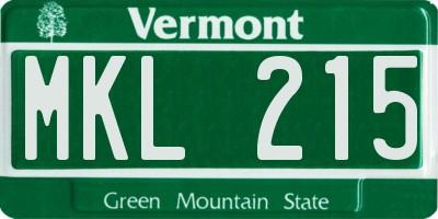 VT license plate MKL215