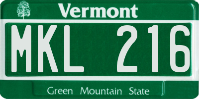 VT license plate MKL216