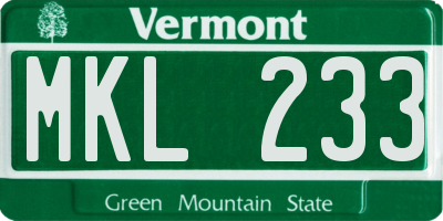 VT license plate MKL233