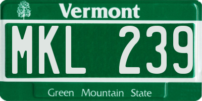 VT license plate MKL239
