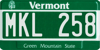 VT license plate MKL258