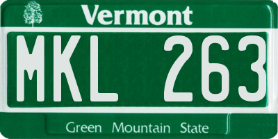 VT license plate MKL263