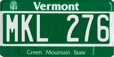 VT license plate MKL276