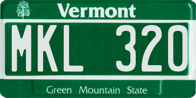 VT license plate MKL320