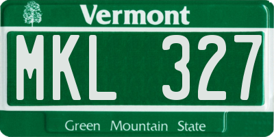 VT license plate MKL327