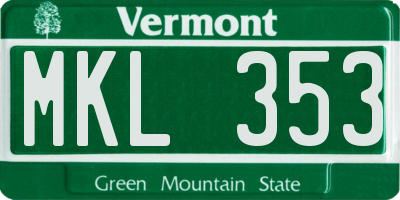 VT license plate MKL353