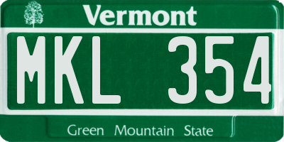 VT license plate MKL354