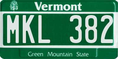 VT license plate MKL382